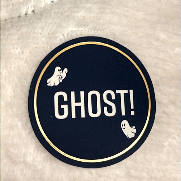 GHOST Hooded Onesie Pajama or Costume * size M * White with Black * Footless * - Picture 5 of 10